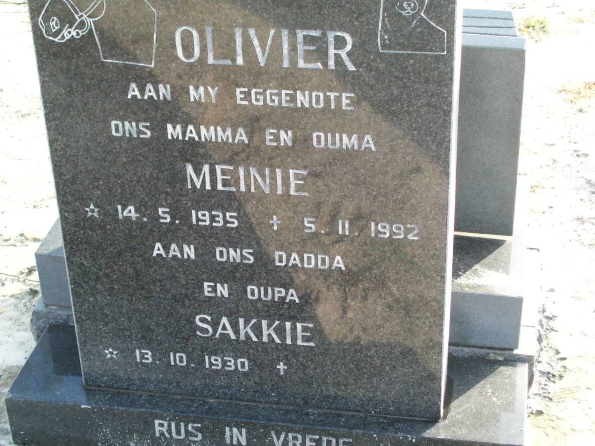 OLIVIER Sakkie 1920- &amp; Meinie 1935-1992