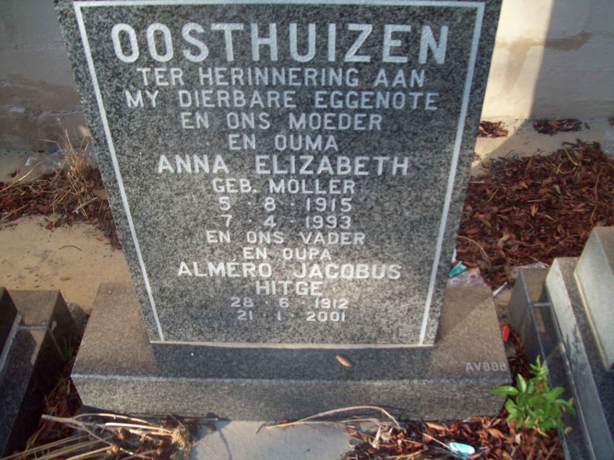 OOSTHUIZEN Almero Jacobus Hitge 1912-2001 &amp; Anna Elizabeth MOLLER 1915-1993