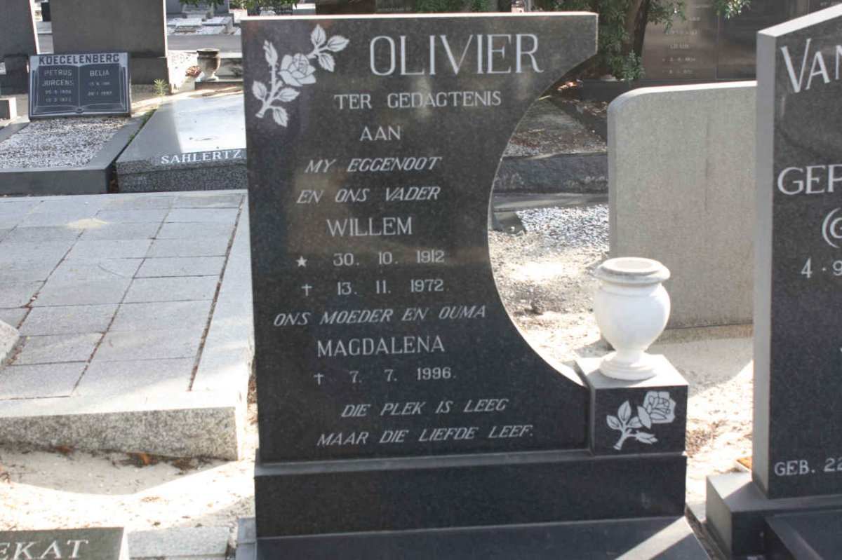 OLIVIER Willem 1912-1972 &amp; Magdalena -1996
