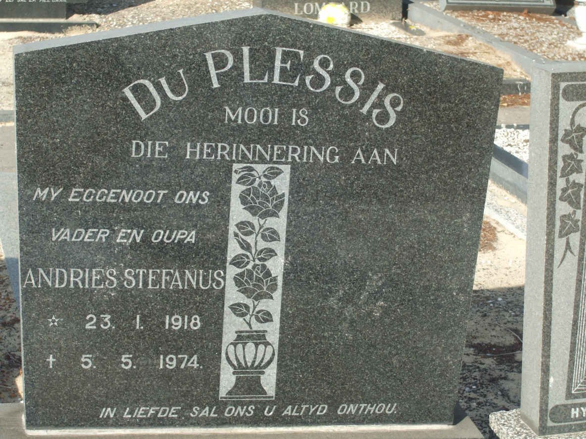 PLESSIS Andries Stefanus, du 1918-1974
