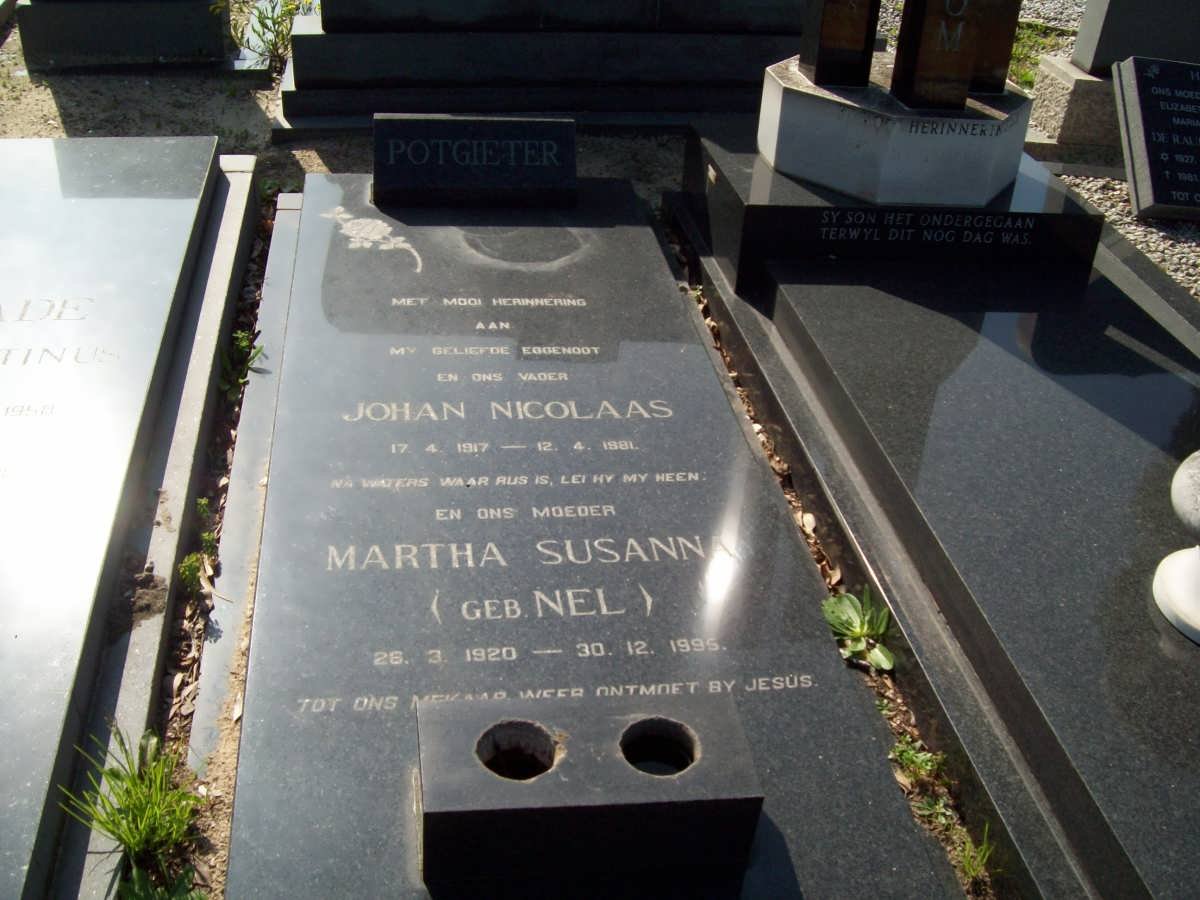 POTGIETER Johan Nicolaas 1917-1981  &amp; Martha Susanna NEL 1920-1995