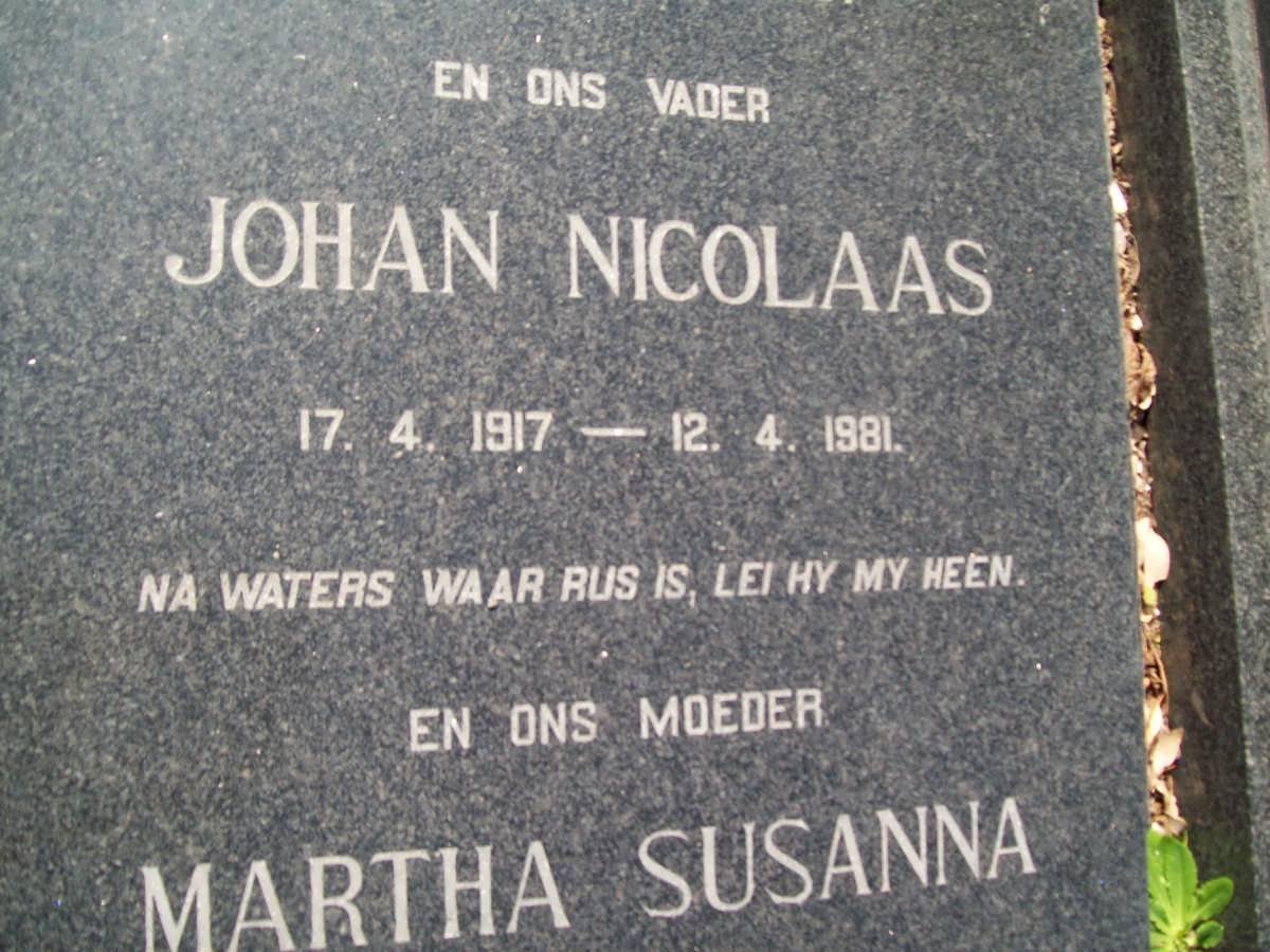POTGIETER Johan Nicolaas 1917-1981  &amp; Martha Susanna NEL 1920-1995