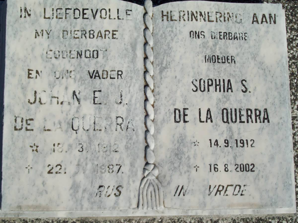 QUERRA Johan E.J., de la 1912-1987 &amp; Sophia S. 1912-2002