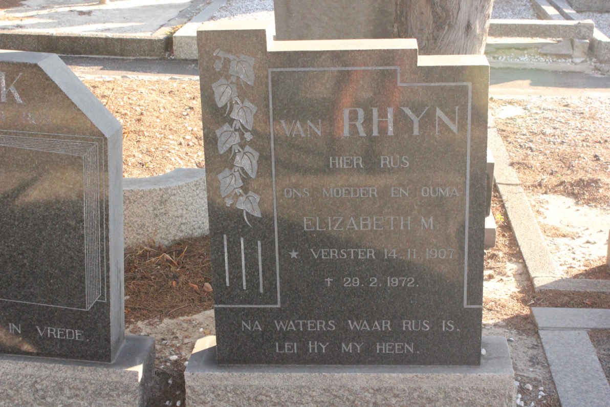 RHYN Elizabeth M., van nee VERSTER 1907-1972