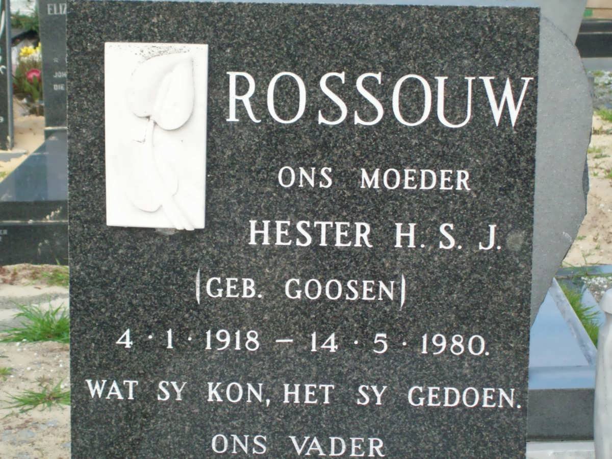 ROSSOUW Hester H.S.J. nee GOOSEN 1918-1980