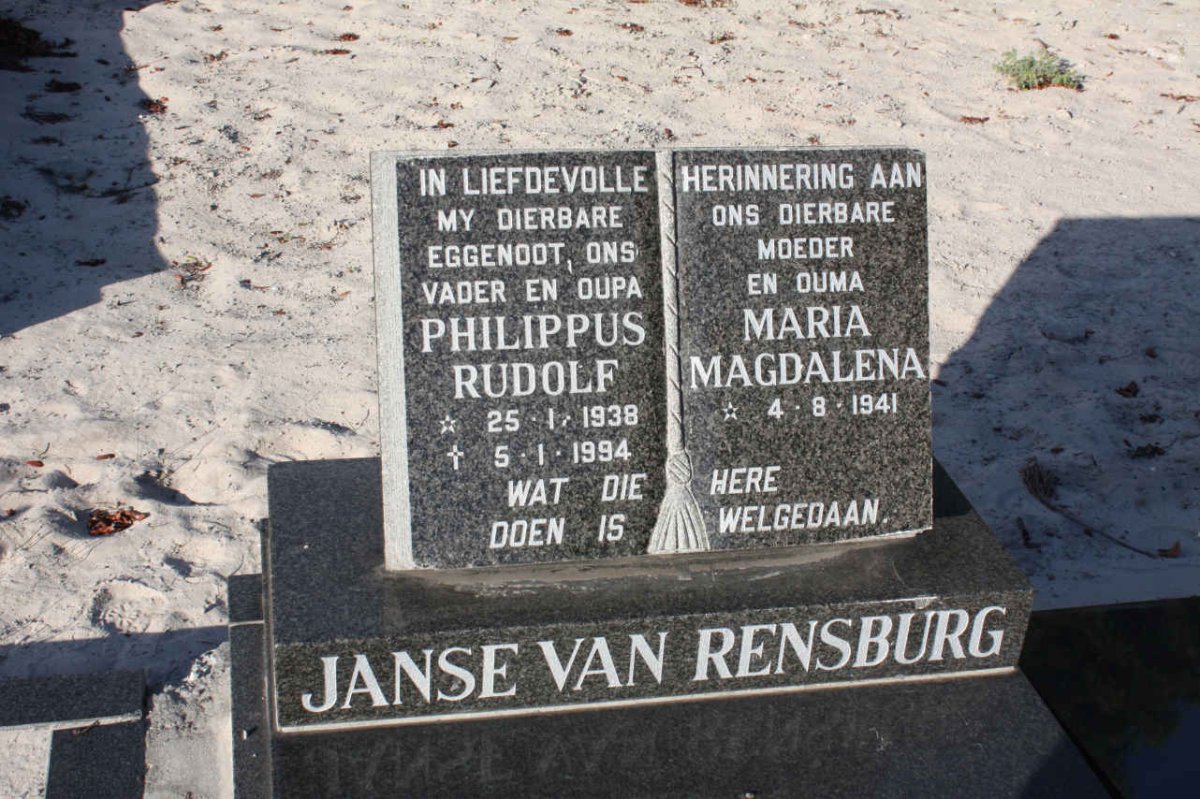 RENSBURG Philippus Rudolf, Janse van 1938-1994 &amp; Maria Magdalena 1941-