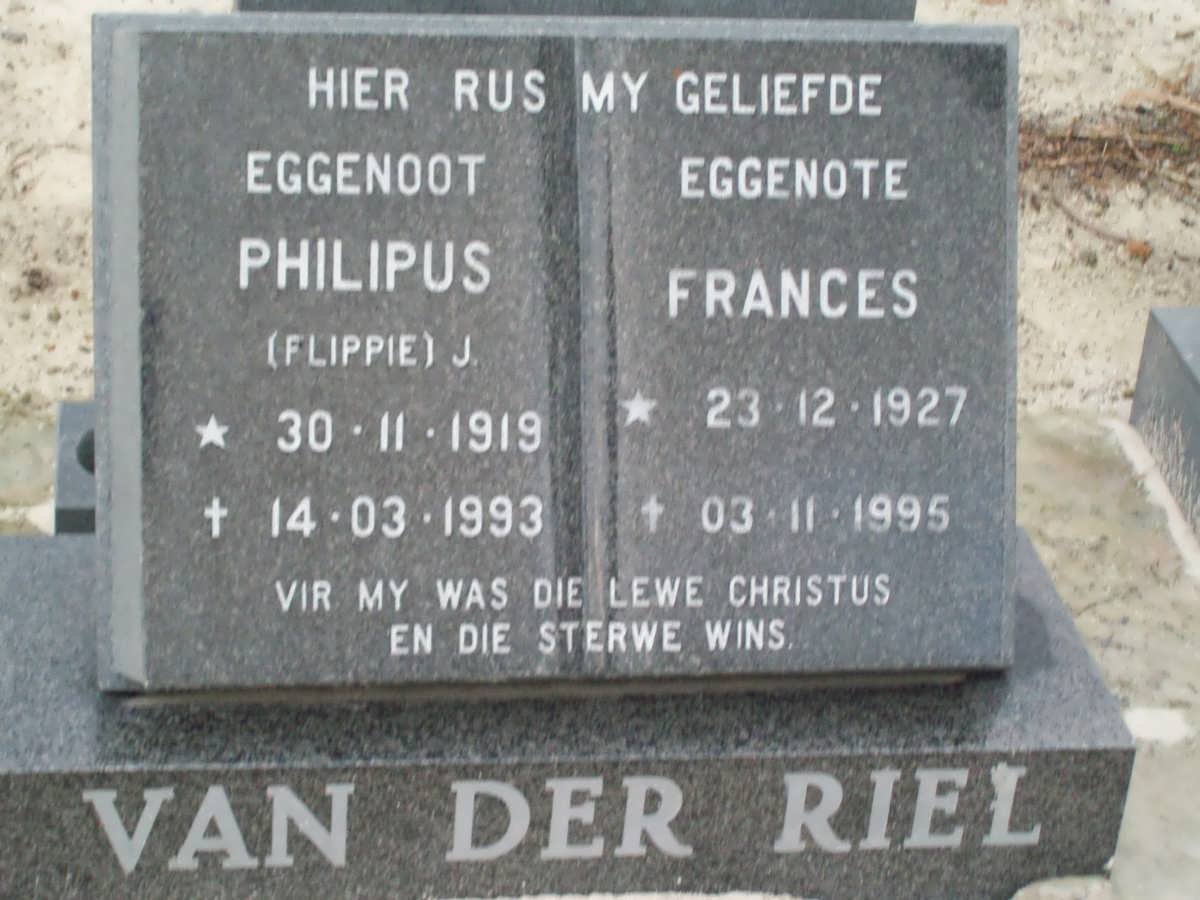 RIEL Philipus, van der 1919-1993 &amp; Frances 1927-1995