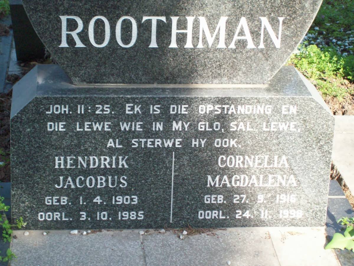 ROOTHMAN Hendrik Jacobus 1903-1985 &amp; Cornelia Magdalena 1916-1996