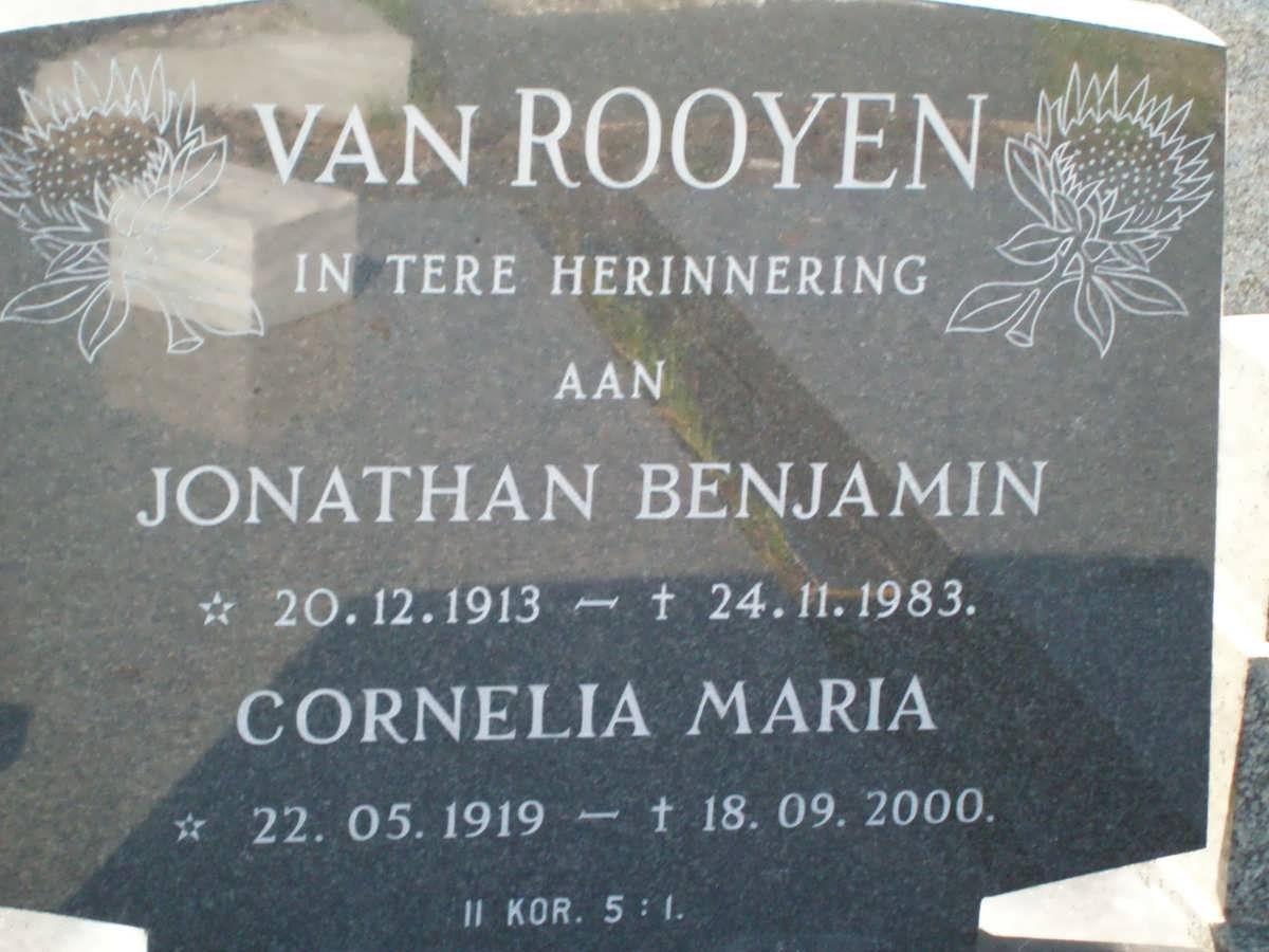 ROOYEN Jonathan Benjamin, van 1913-1983 &amp; Cornelia Maria 1919-2000