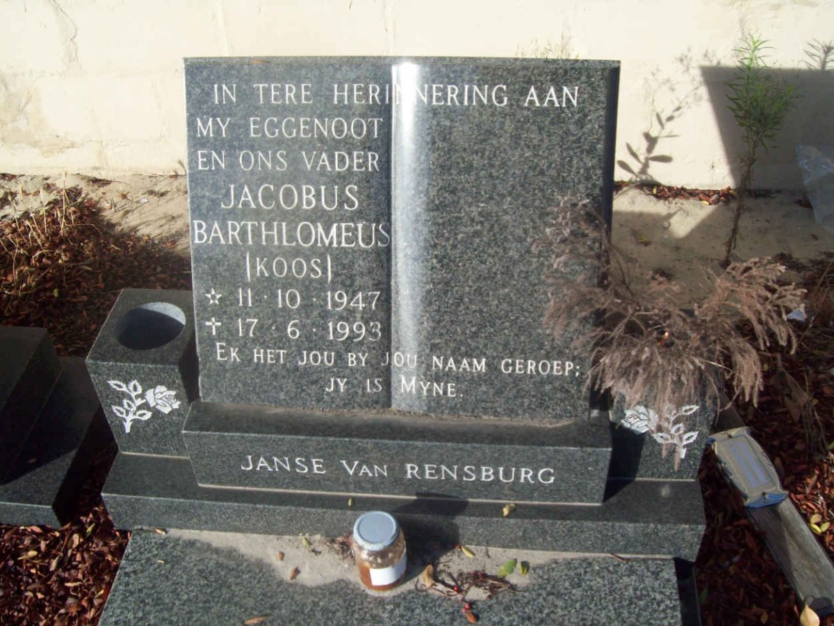 RENSBURG Jacobus Barthlomeus, Janse van 1947-1993