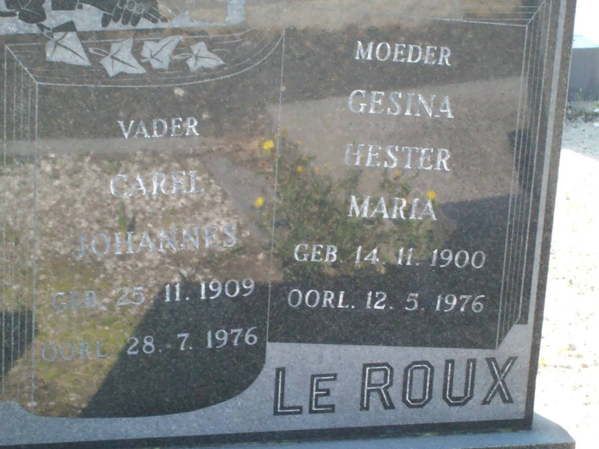 ROUX Carel Johannes, le 1909-1976 &amp; Gesina Hester Maria 1900-1976