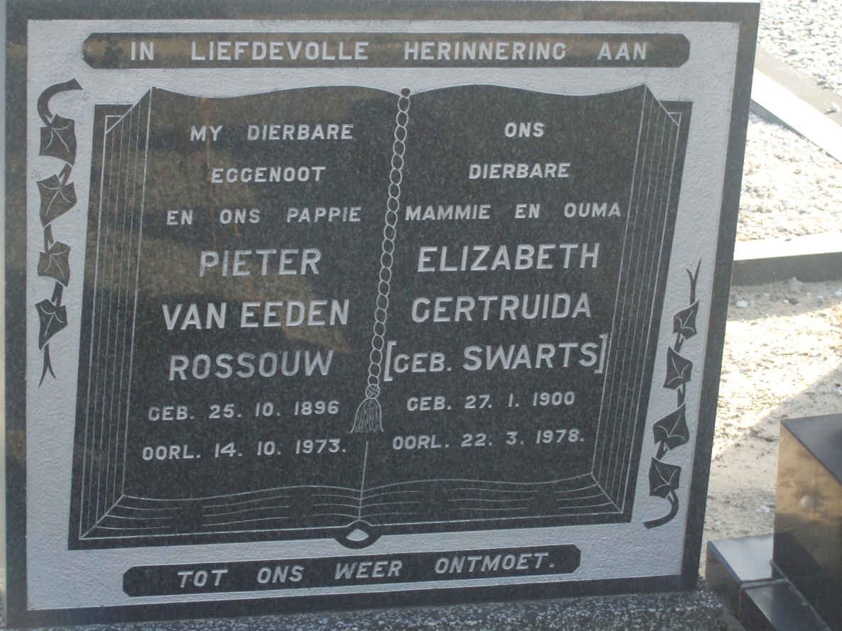 ROSSOUW Pieter Van Eeden 1896-1973 &amp; Elizabeth Gertruida SWARTS 1900-1978
