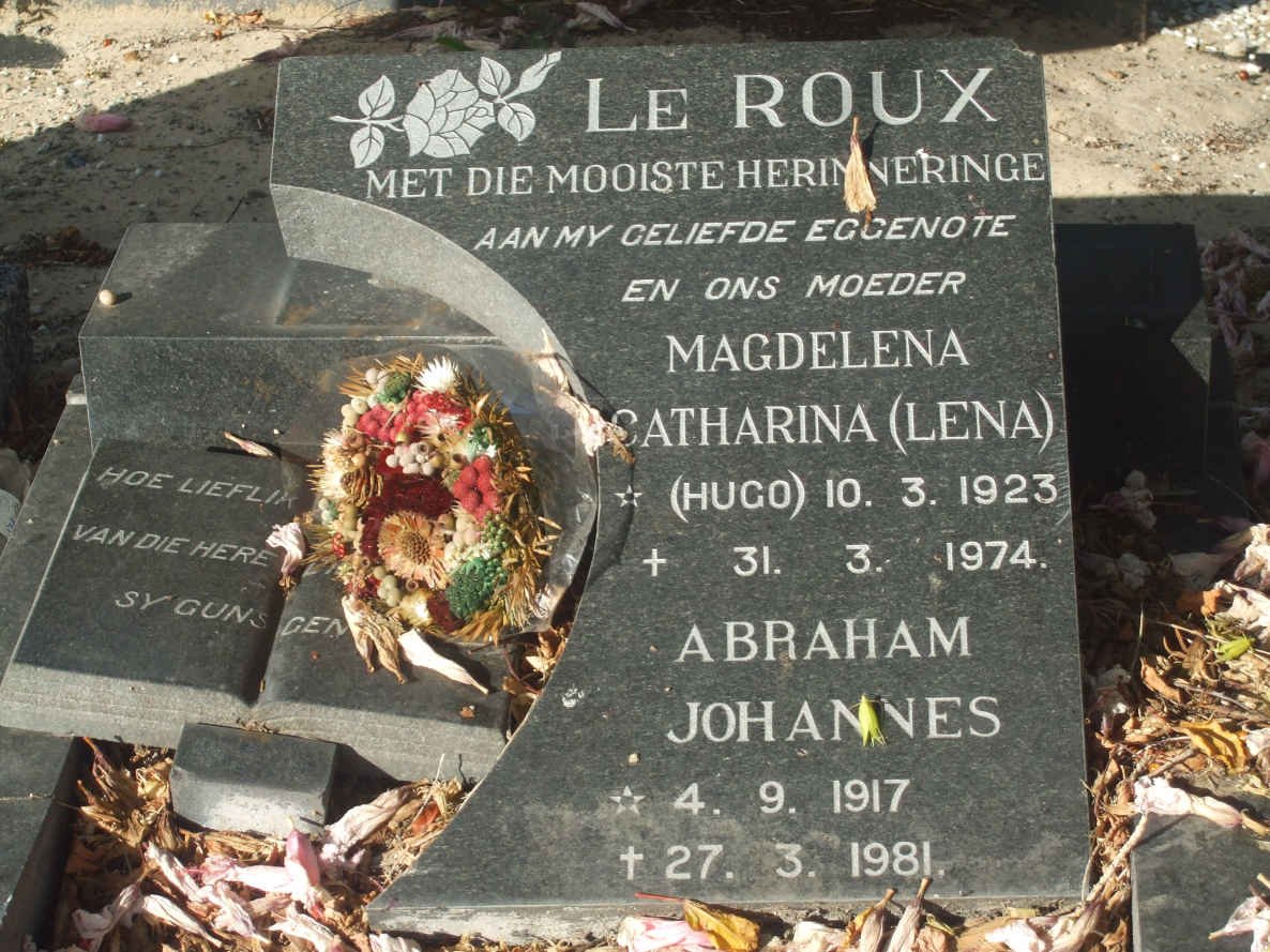 ROUX Abraham Johannes, le 1917-1981 &amp; Magdalena Catharina HUGO 1923-1974