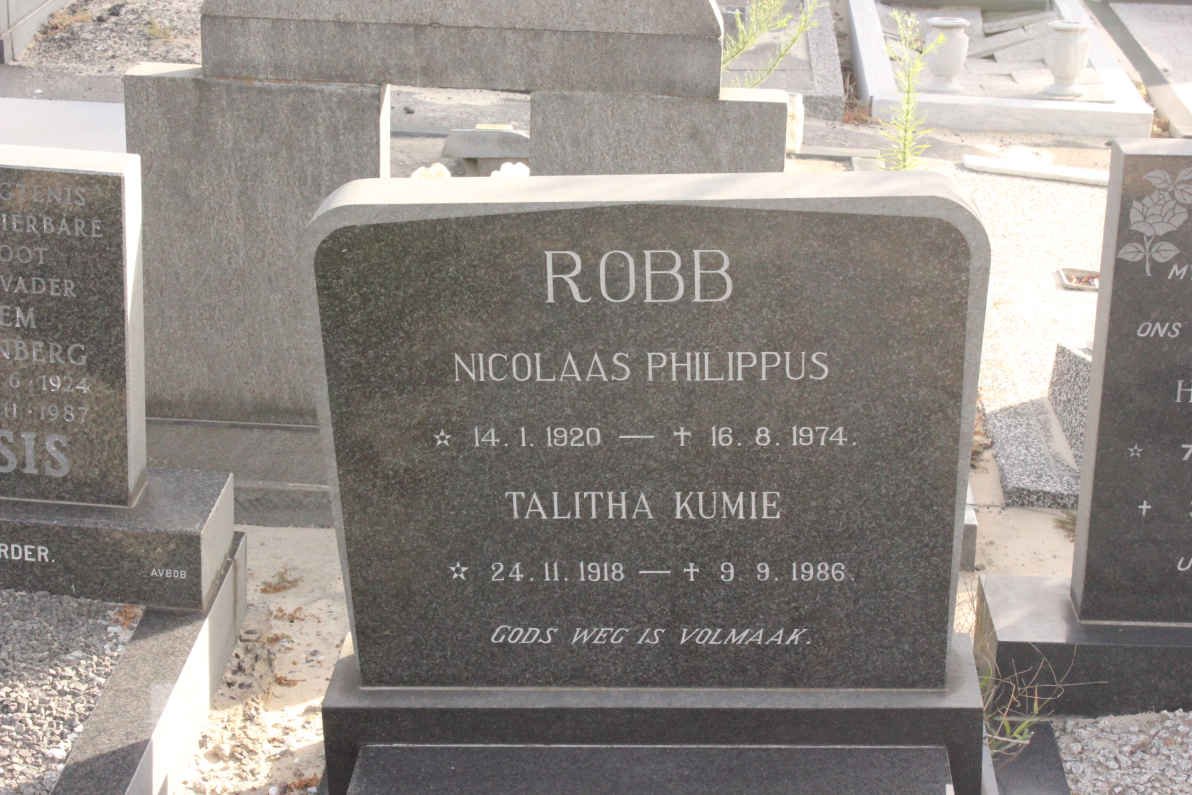 ROBB Nicolaas Philippus 1920-1974 &amp; Talitha Kumie 1918-1986