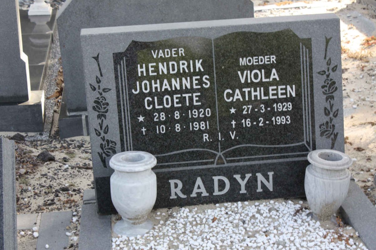 RADYN Hendrik Johannes Cloete 1920-1981 &amp; Viola Cathleen 1929-1993
