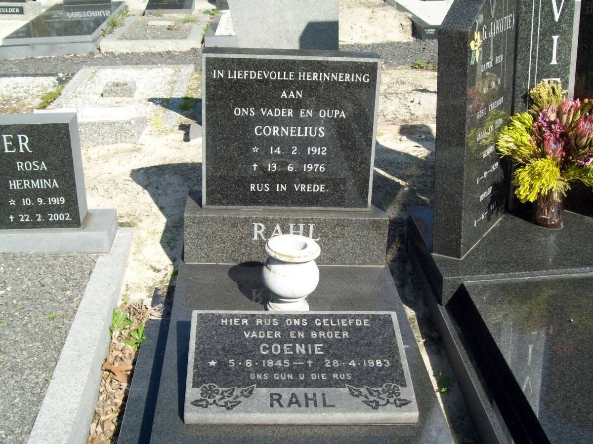RAHL Cornelius 1912-1976 :: RAHL  Coenie 1945-1983