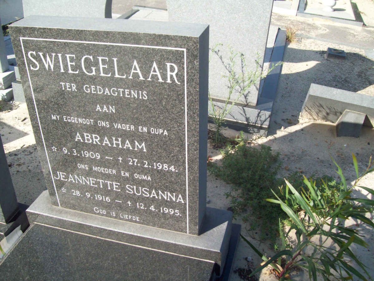 SWIEGELAAR Abraham 1909-1984 &amp; Jeannette Susanna 1916-1995