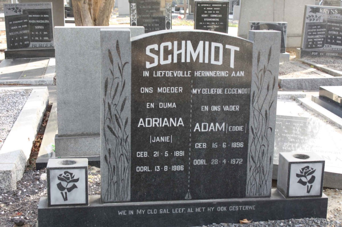 SCHMIDT Adam 1896-1972 &amp; Adriana 1891-1986