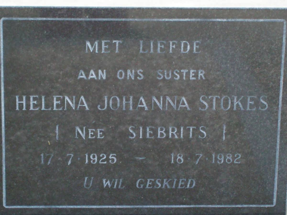 STOKES Helena Johanna nee SIEBRITS 1925-1982