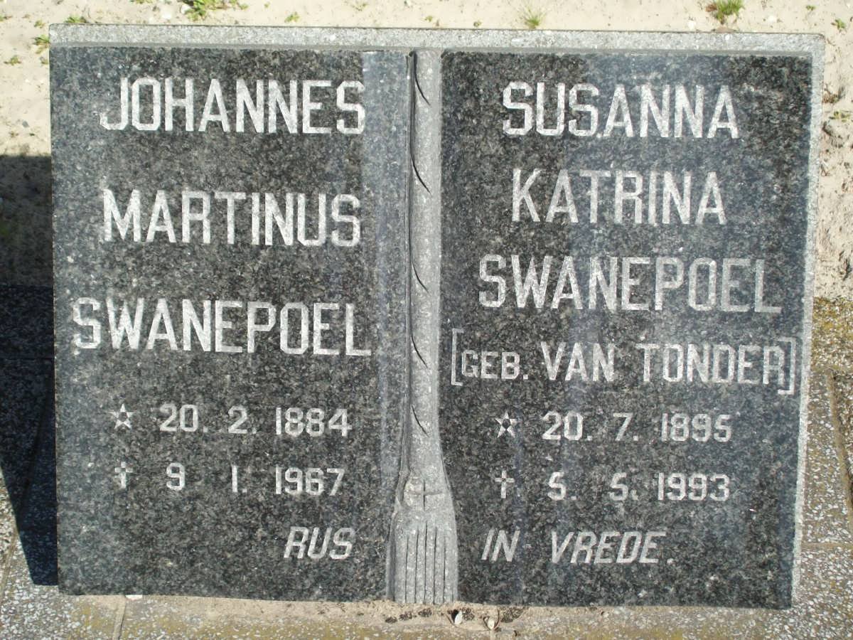 SWANEPOEL Johannes Martinus 1884-1967 &amp; Susanna Katrina VAN TONDER 1895-1993