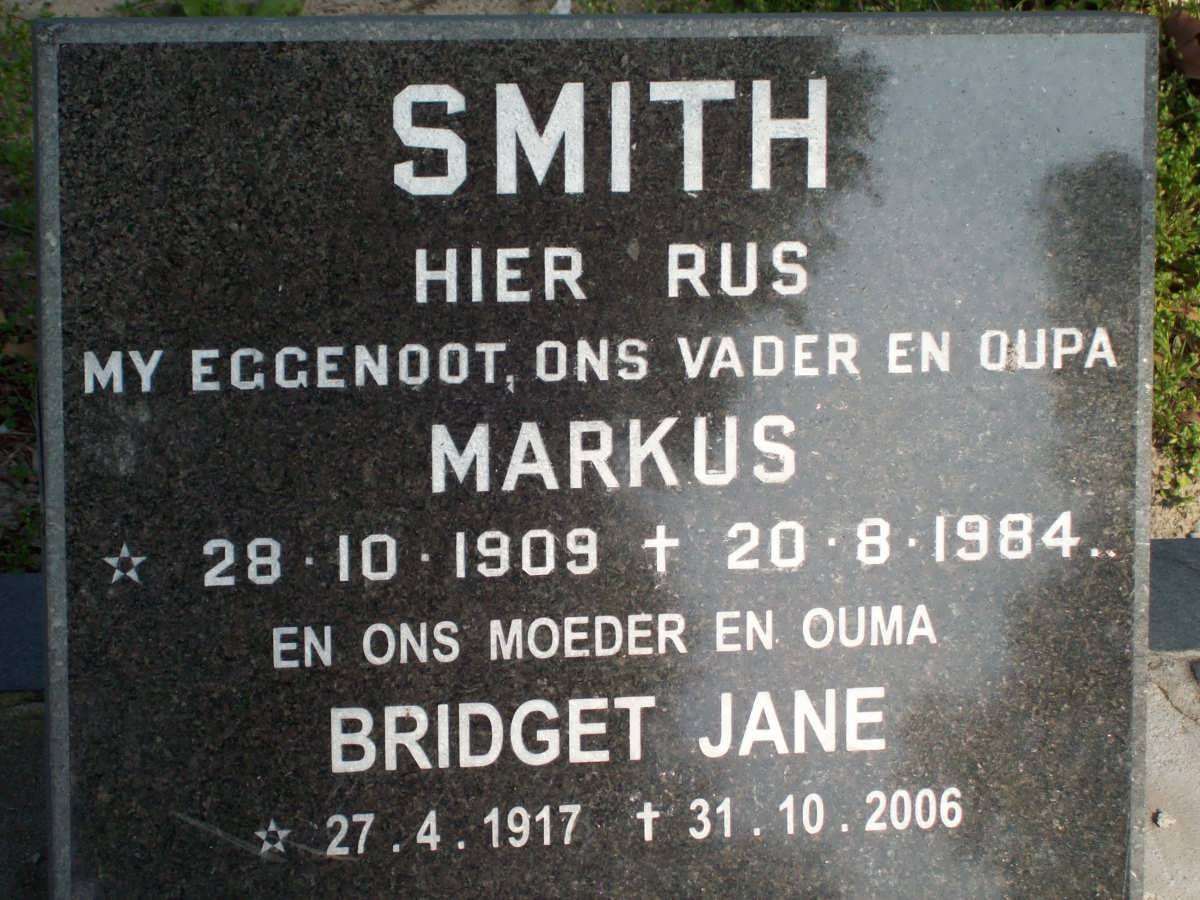 SMITH Markus 1909-1984 &amp; Bridget Jane 1917-2006