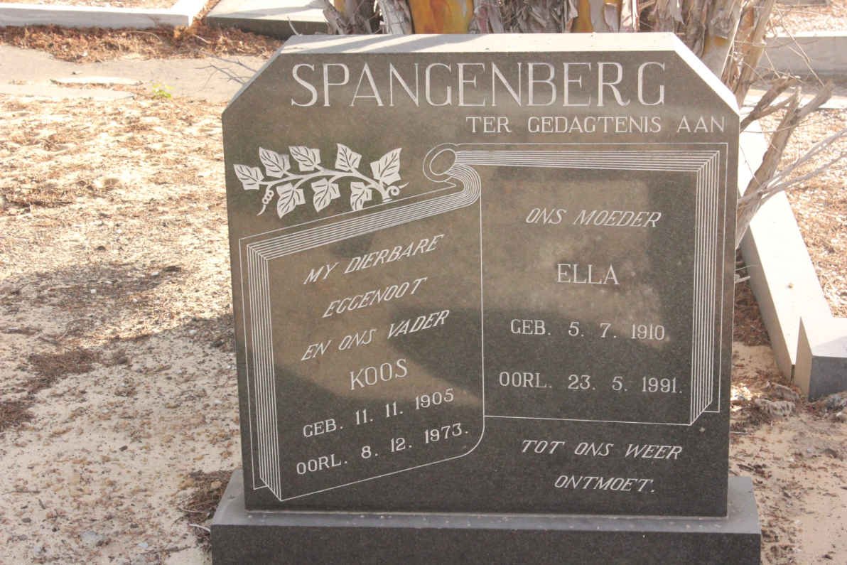 SPANGENBERG Koos 1905-1973 &amp; Ella 1910-1991