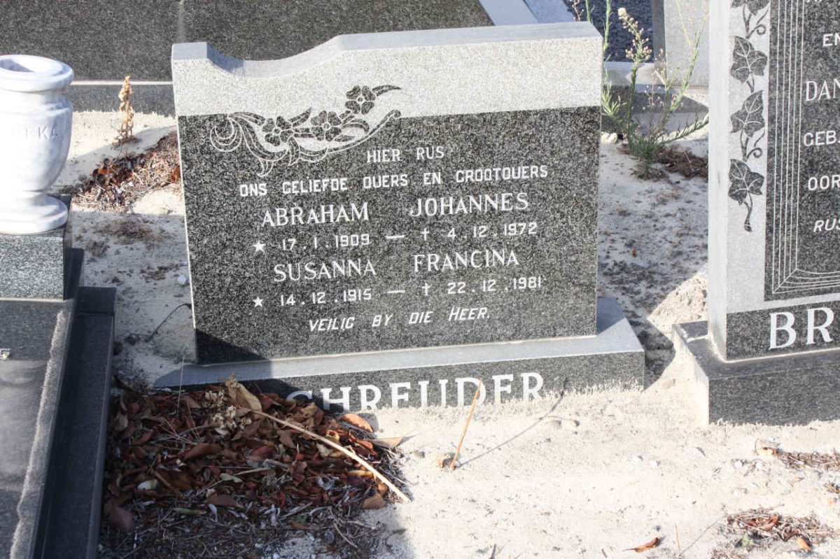 SCHREUDER Abraham Johannes 1909 -1972 &amp; Susanna Francina 1915-1981