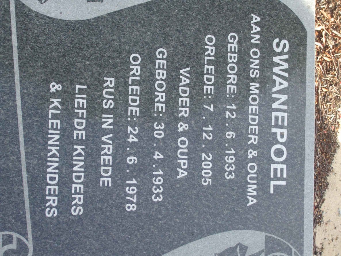 SWANEPOEL ? 1933-1978 &amp; ? 1933-2005