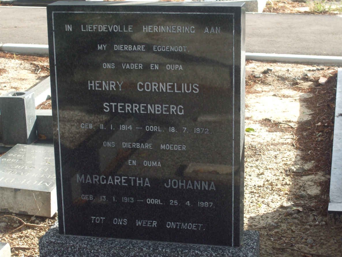 STERRENBERG Henry Cornelius 1914-1972 &amp; Margaretha Johanna 1913-1987