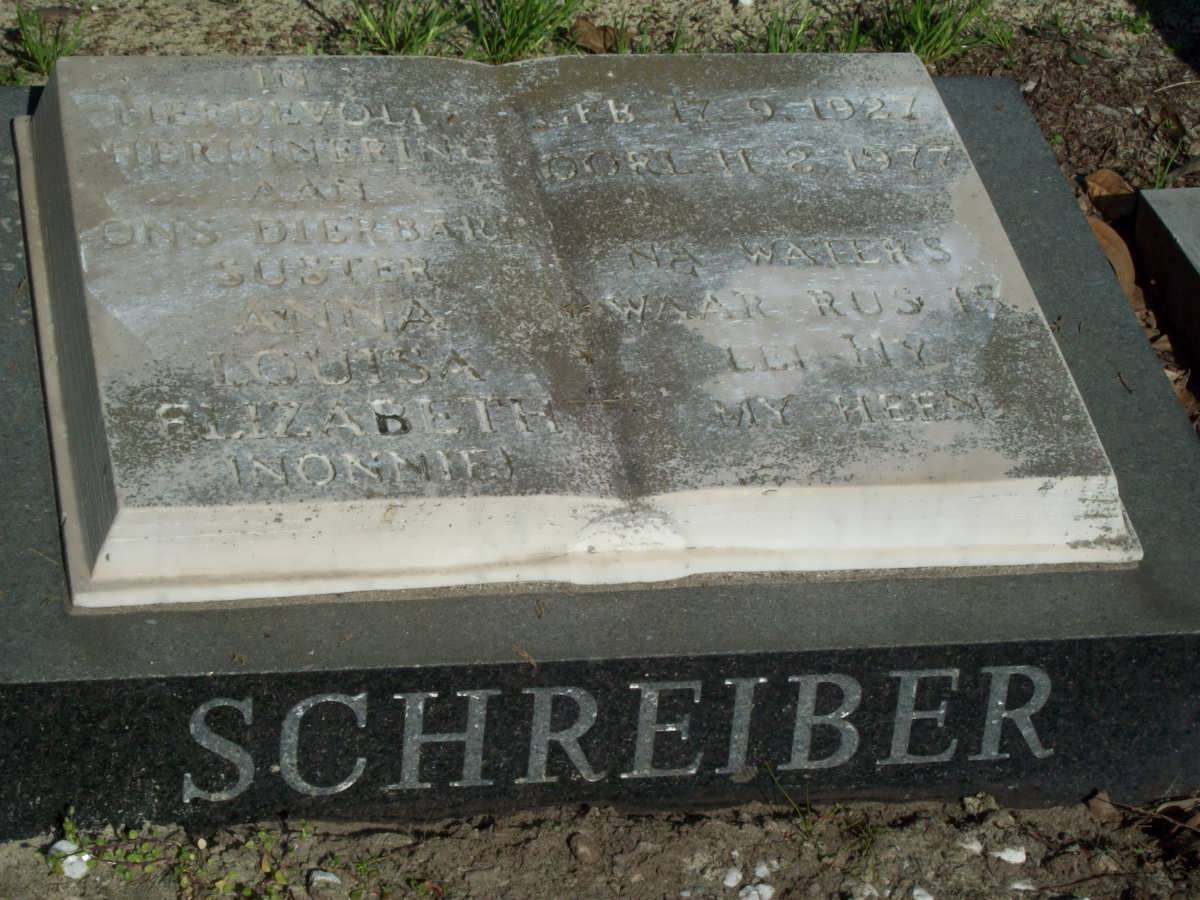 SCHREIBER Anna Louisa Elizabeth 1927-1972