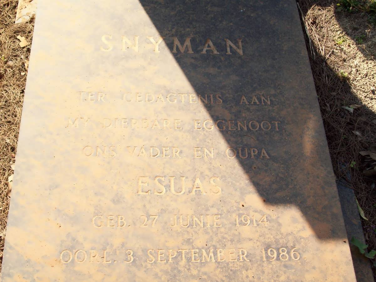 SNYMAN Esuas 1914-1986