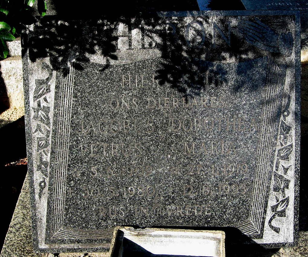 THERON Jacobus Petrus 1900-1980 &amp; Dorothea Maria 1919-1993
