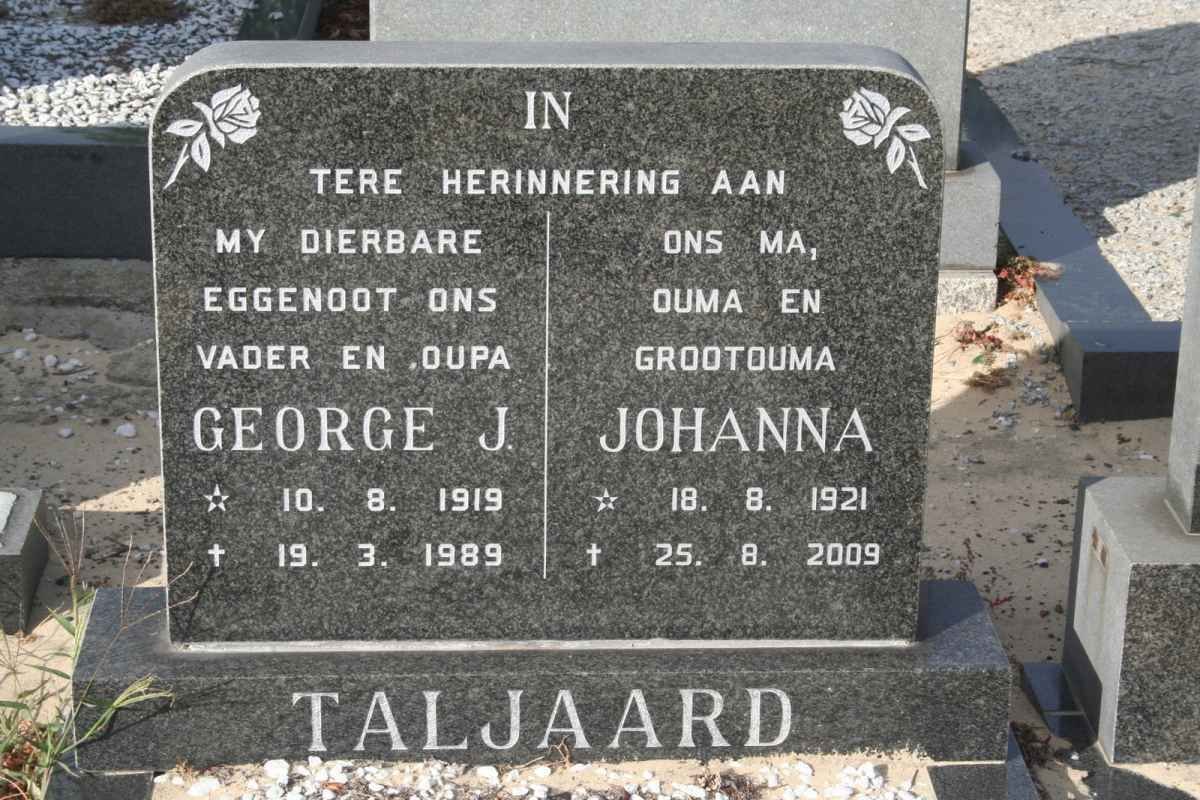 TALJAARD George J. 1919 &amp; Johanna 1921-2009