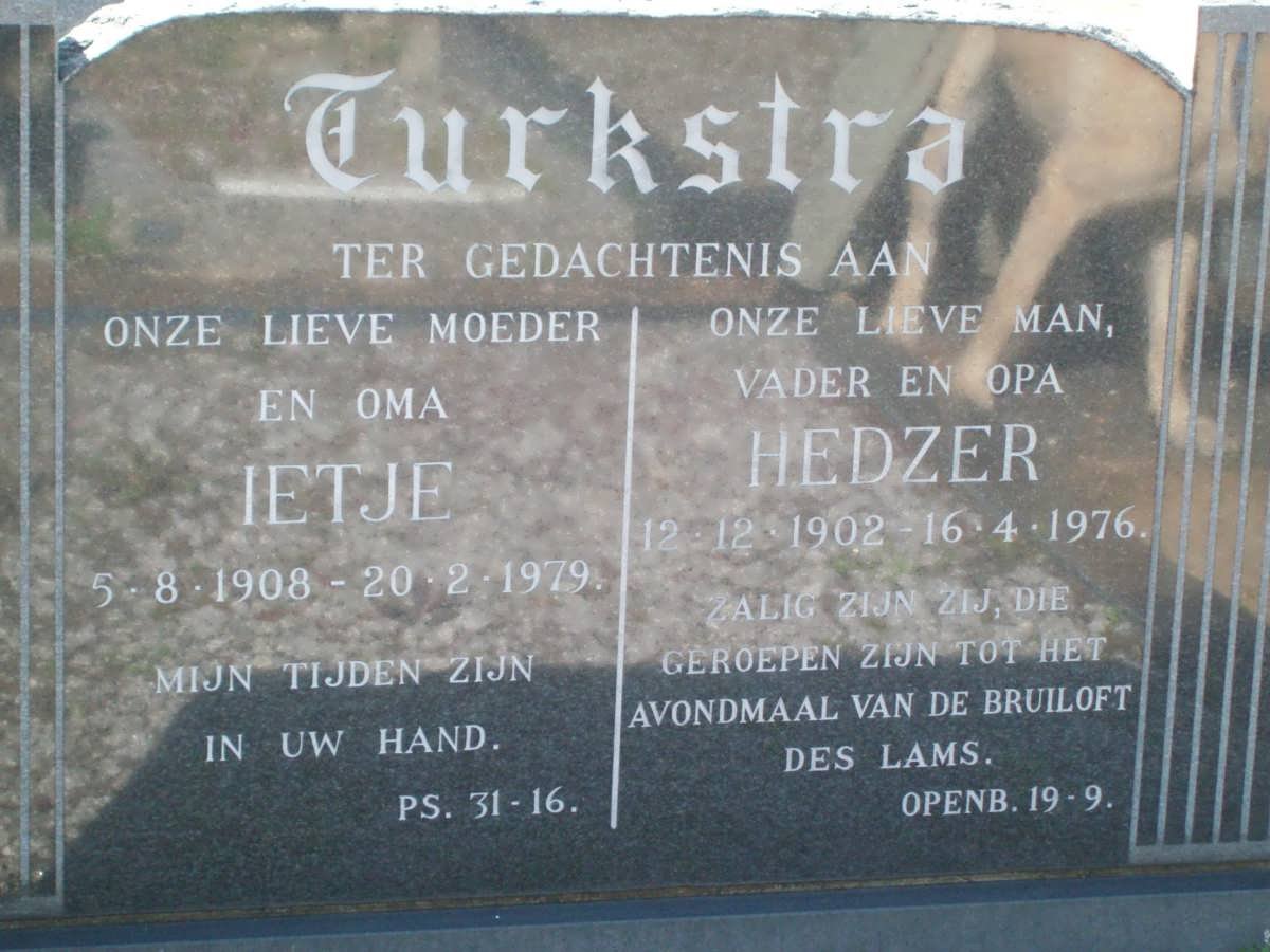 TURKSTRA Hedzer 1902-1976 &amp; Ietje 1908-1979
