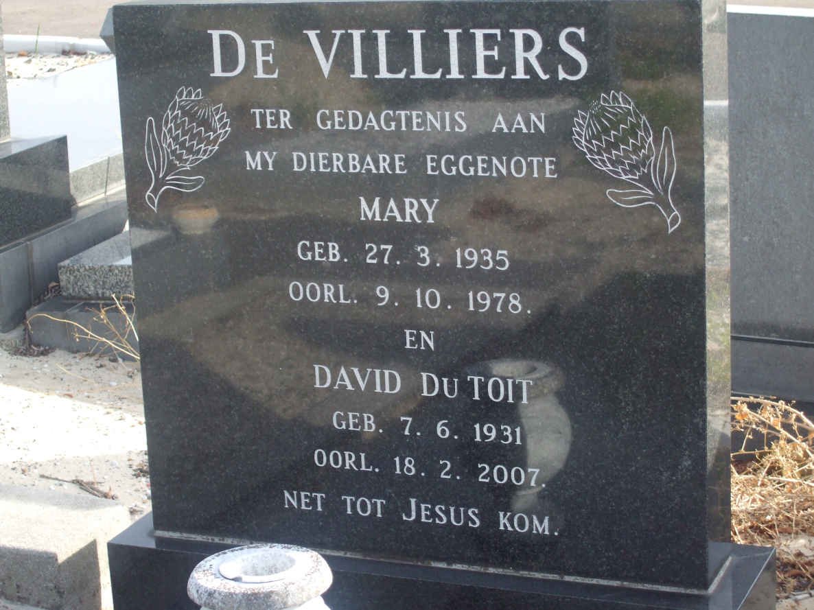 VILLIERS David, du 1931-2007 &amp; Mary 1935-1978