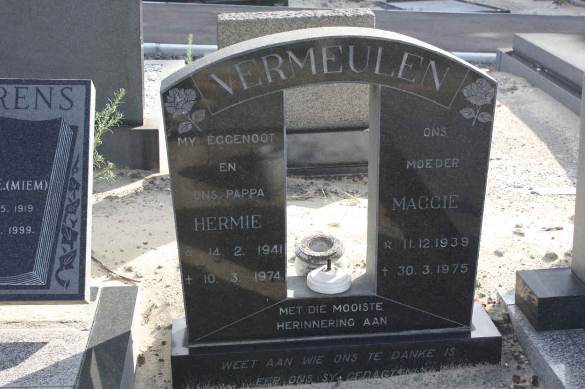VERMEULEN Hermie 1941-1974 &amp; Maggie 1939-1975