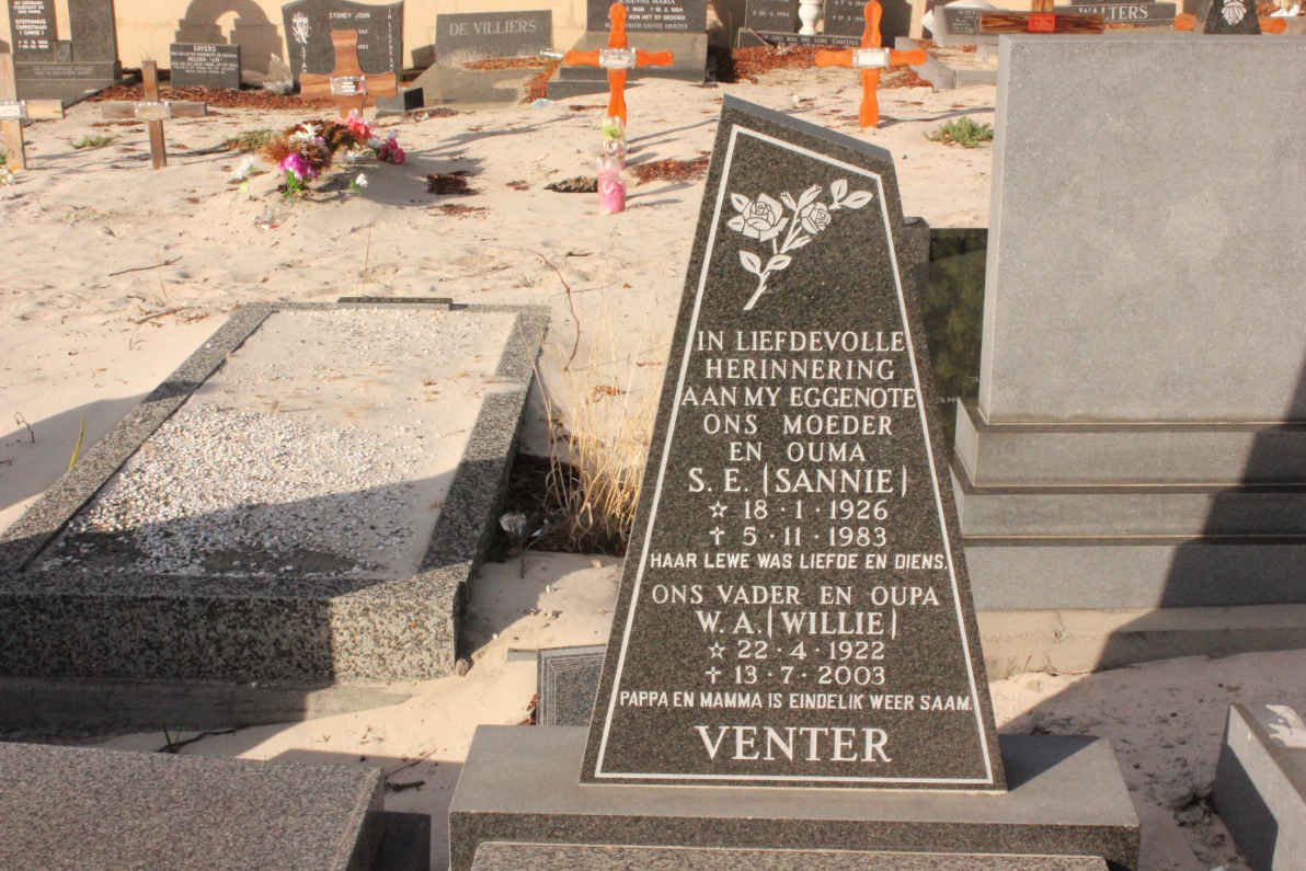 VENTER W.A. 1922-2003 &amp; S.E. 1926-1983