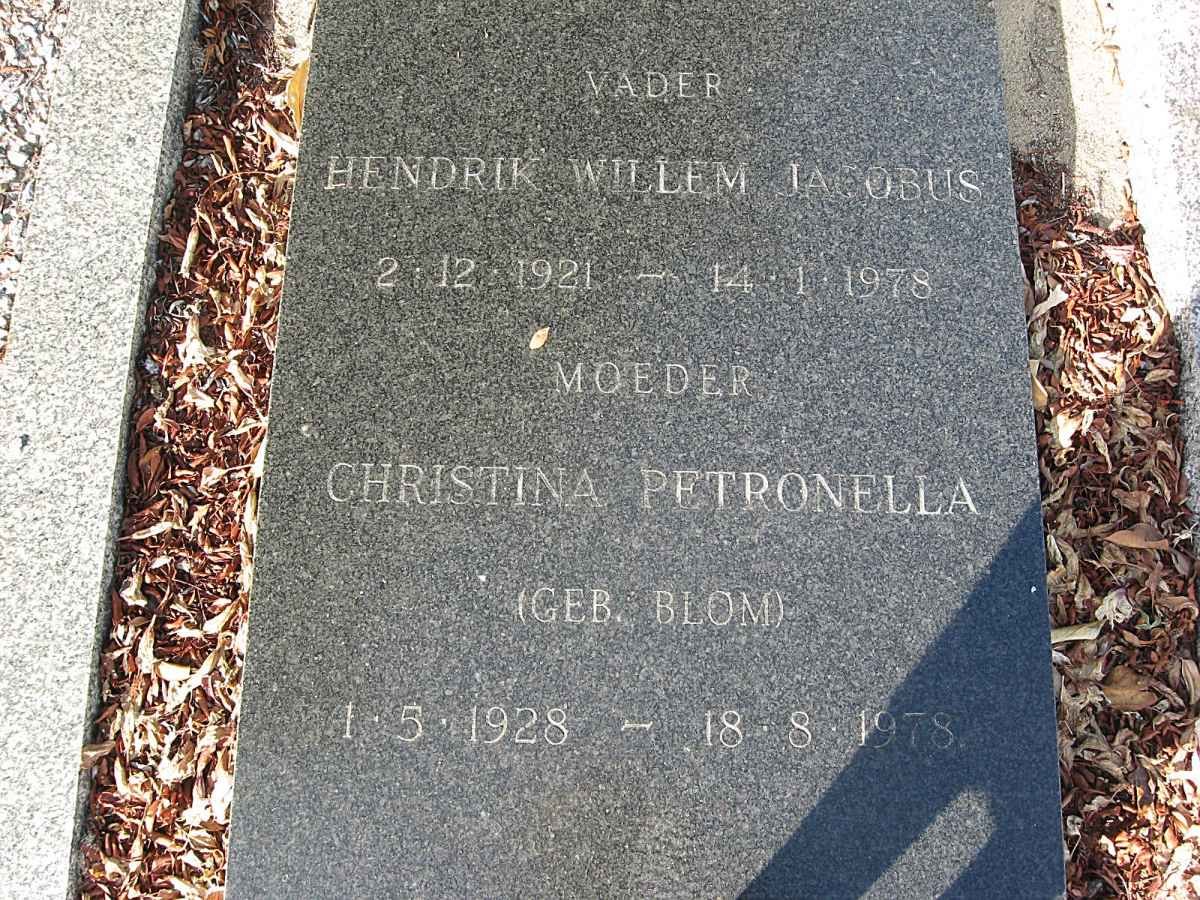 VILLIERS Hendrik Willem Jacobus, de 1921-1978 &amp; Christina Petronella BLOM 1928 -1978