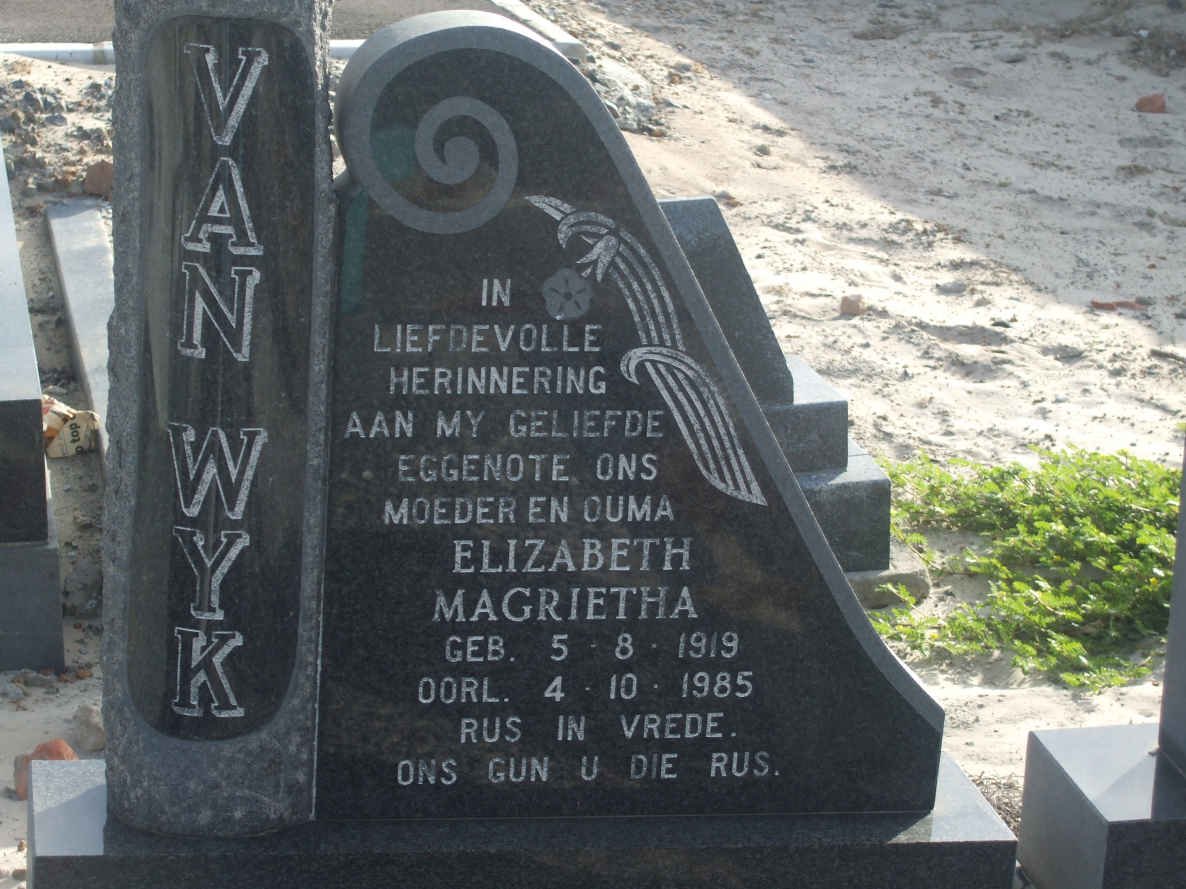 WYK Elizabeth Magrietha, van 1919-1985