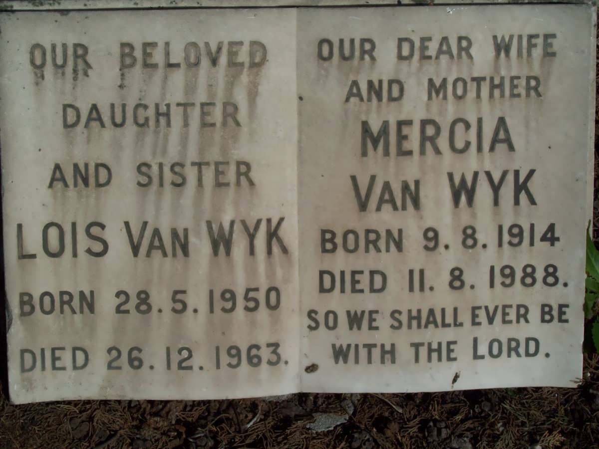 WYK Lois, van 1950-1963 :: VAN WYK Mercia 1914-1988