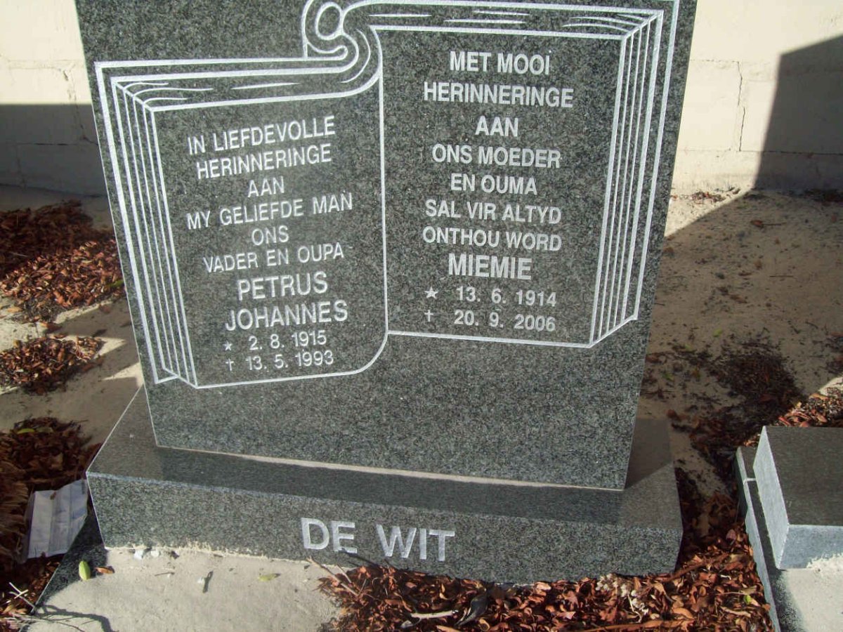 WIT Petrus Johannes, de 1915-1993 &amp; Miemie 1914-2006