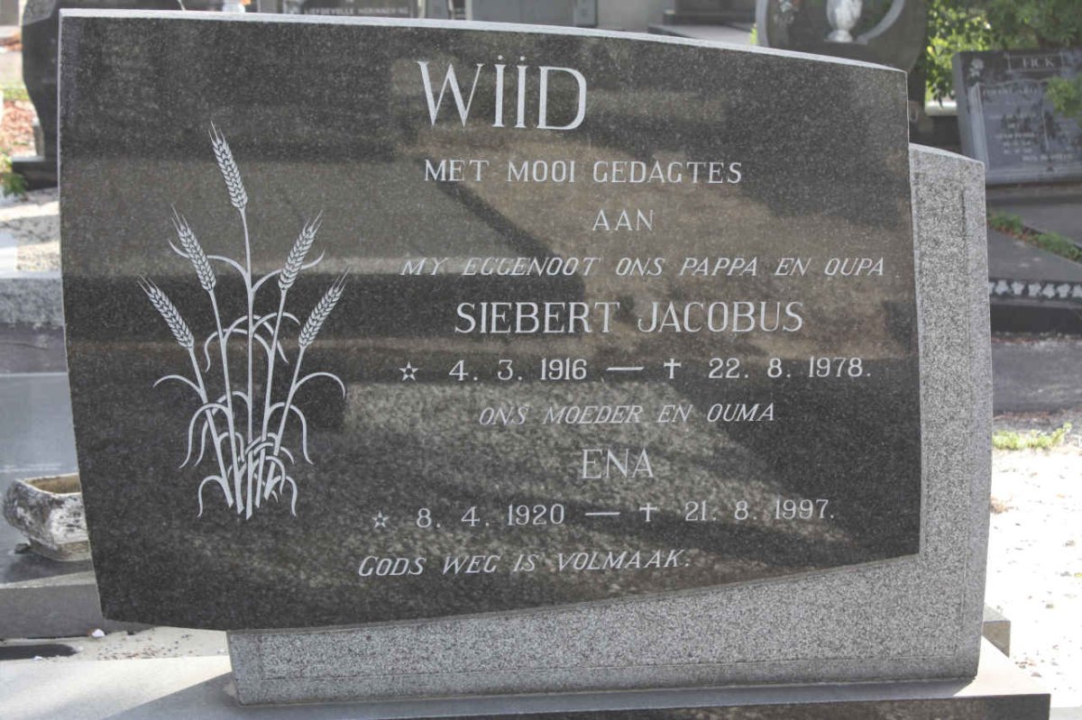 WIID Siebert Jacobus 1916-1978 &amp; Ena 1920-1997