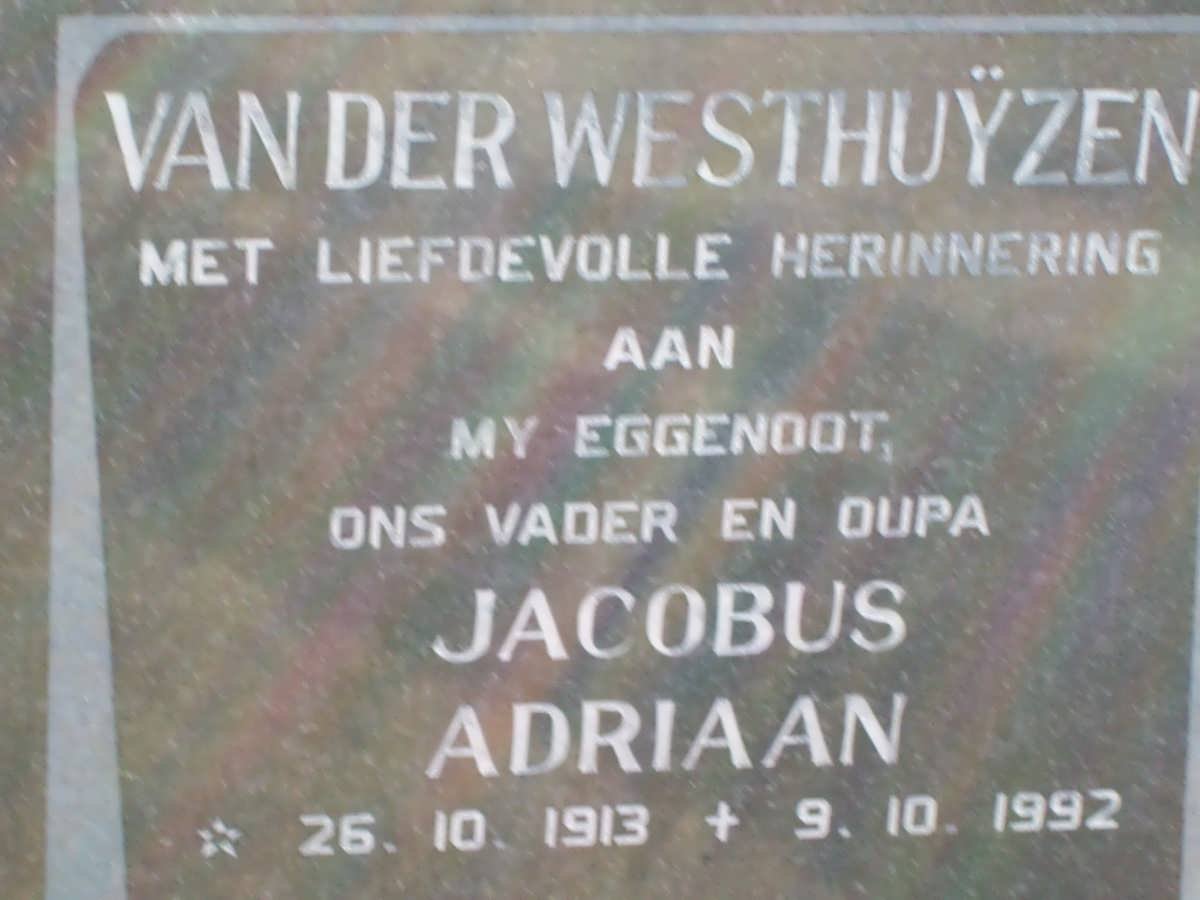 WESTHUYZEN Jacobus Adriaan, van der 1913-1992
