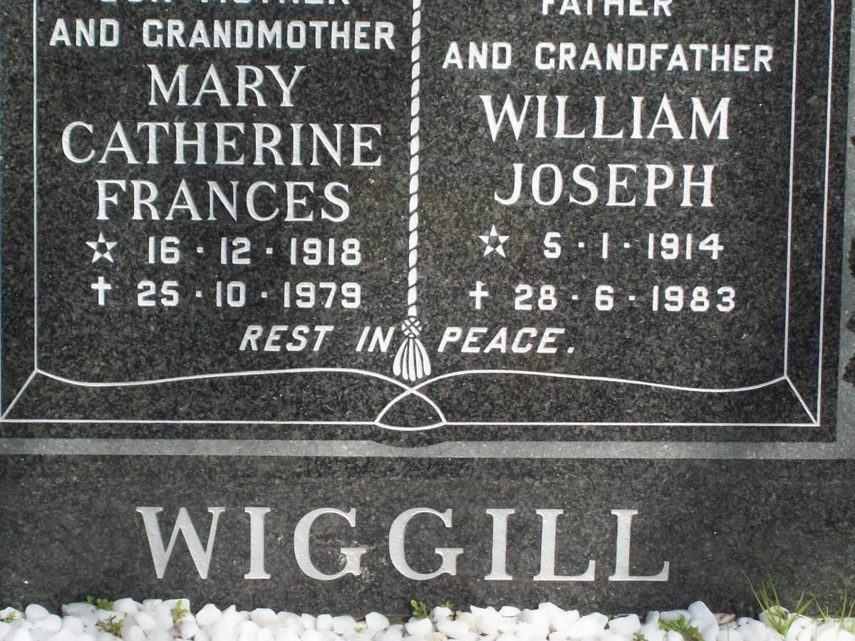 WIGGILL William Joseph 1914-1983 &amp; Mary Catherine Frances 1918-1979