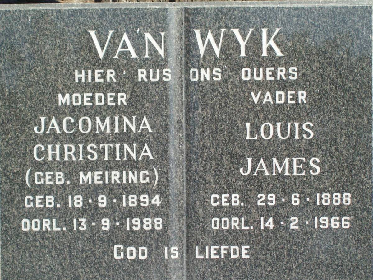 WYK Louis James, van 1888-1966 &amp; Jacomina Christina MEIRING 1894-1988