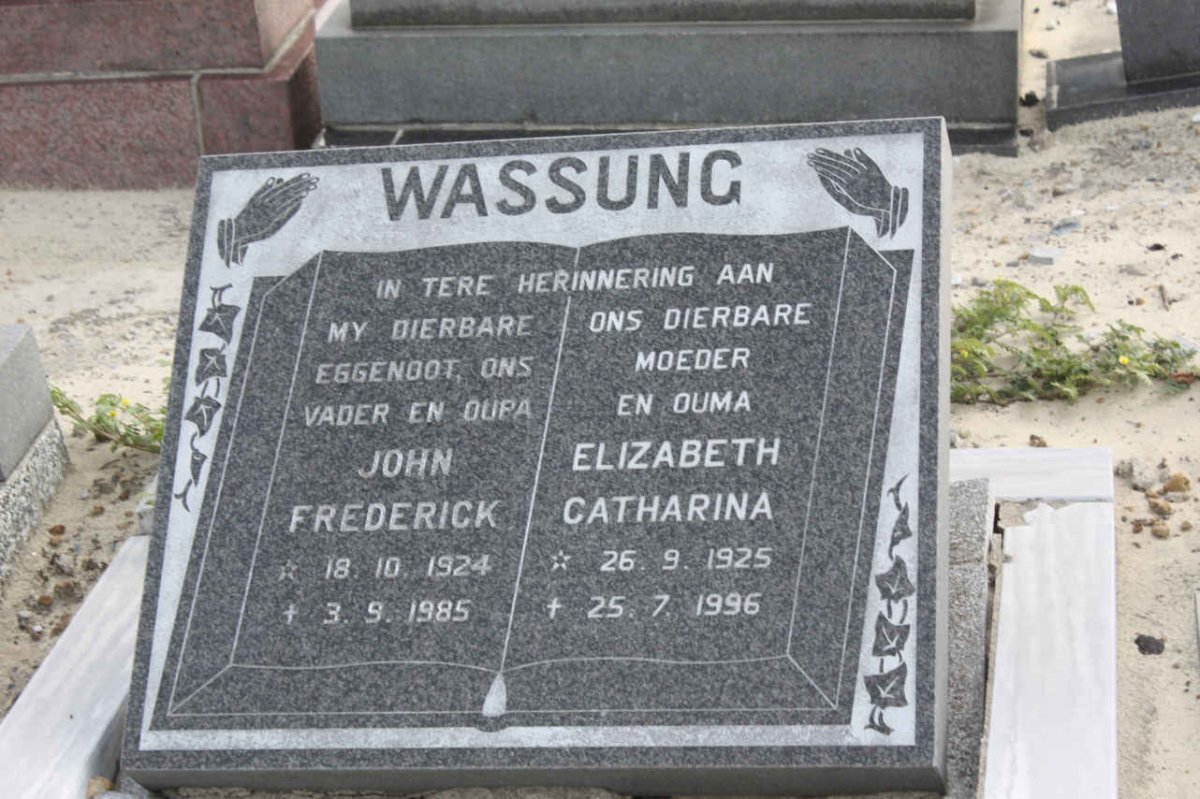 WASSUNG John Frederick 1924-1985 &amp; Elizabeth Catharina 1925-1996