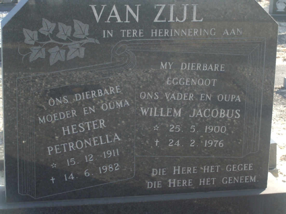 ZIJL Willem Jacobus, van 1900-1976 &amp; Hester Petronella 1911-1982