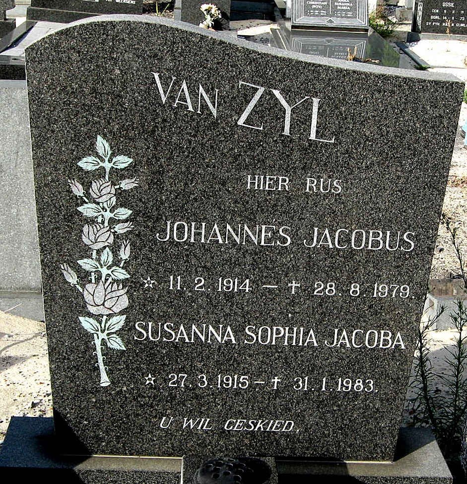 ZYL Johannes Jacobus, van 1914-1979 &amp; Susanna Sophia Jacoba 1915-1983
