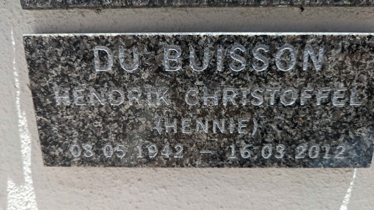 BUISSON Hendrik Christoffel, du 1942-2012