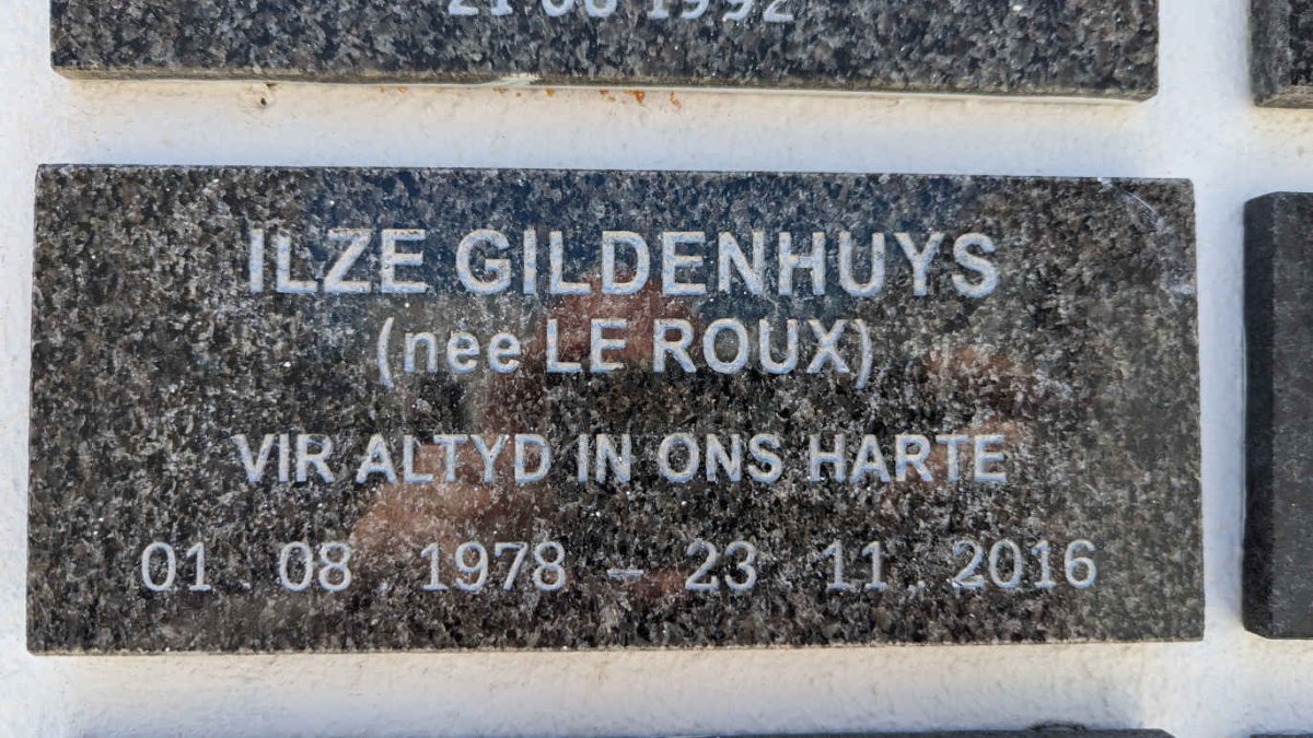 GILDENHUYS Ilze nee LE ROUX 1978-2016